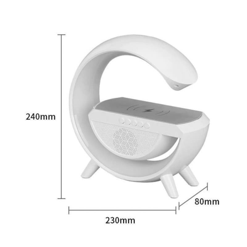 Boxa Multifunctionala G 3 in 1 JRH, Lampa LED RGB Smart,cu ceas, Boxa Bluetooth, Incarcator Telefon Wireless, Lumina RGB, Alb