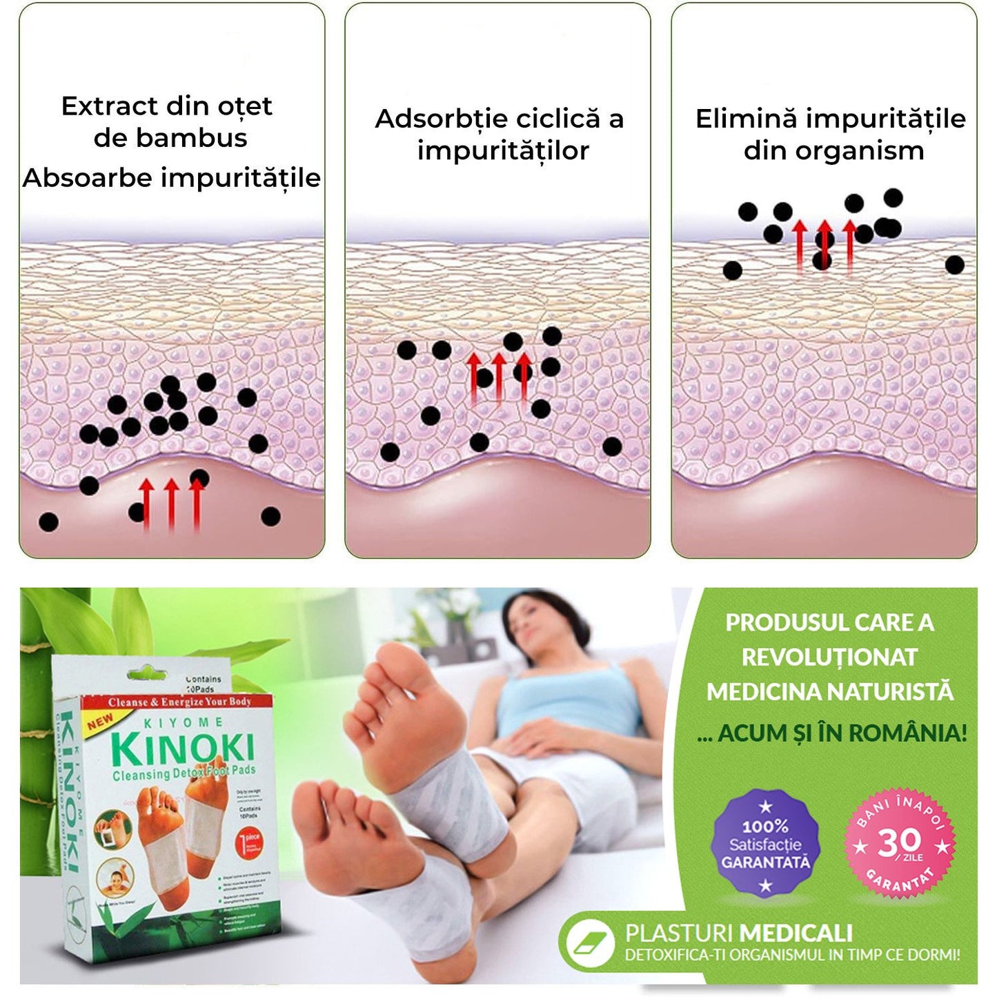 Plasturi Detoxifianți pentru Tălpi Kinoki Kiyome – 100 bucăți